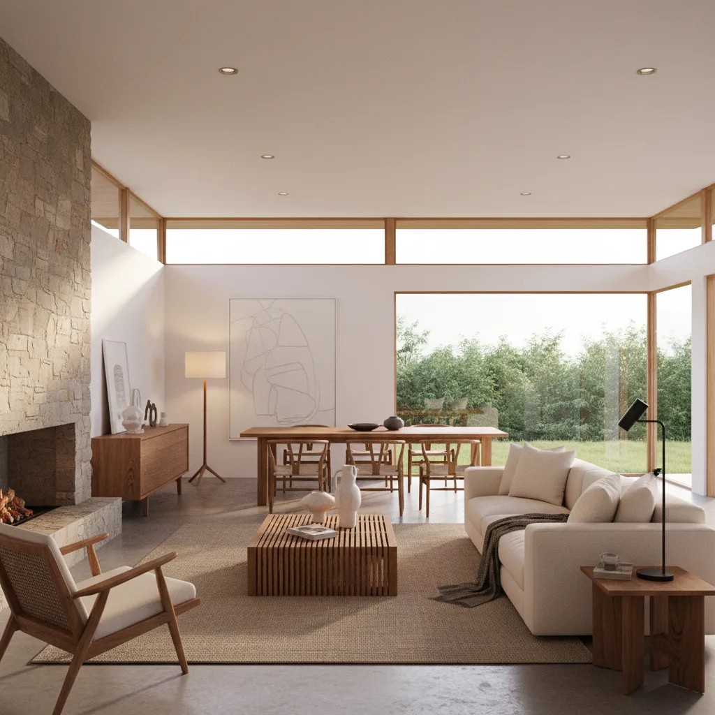 Render realista de interior de vivienda generado con software de diseño de casas