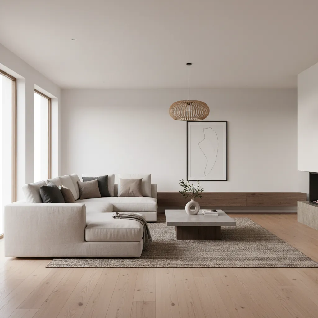 Render realista de un salón generado desde una app de diseño