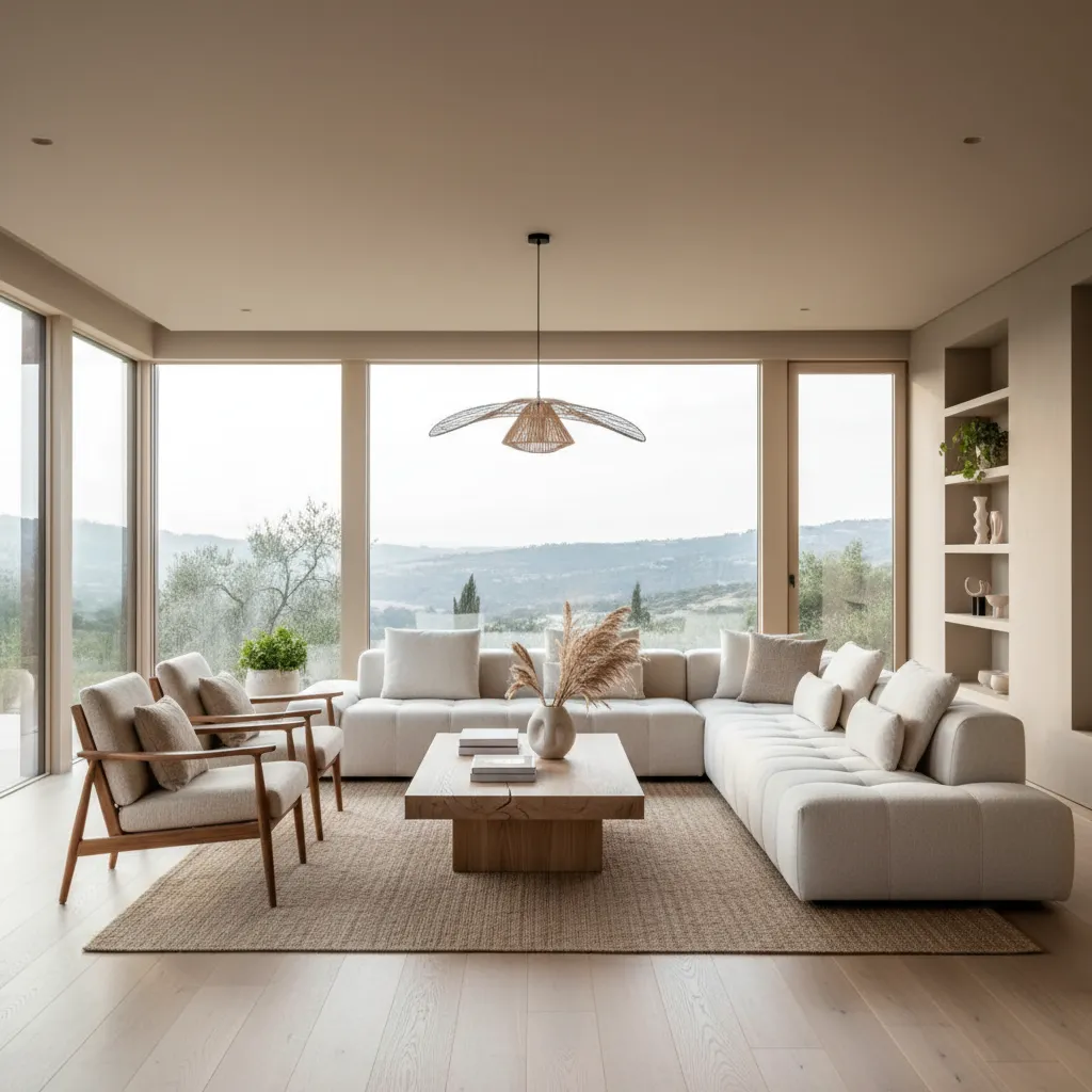 Render realista de un salón moderno bien planificado