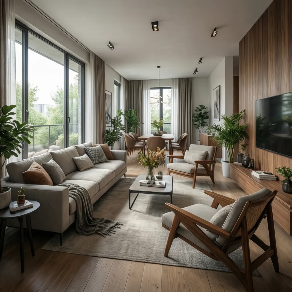 Render 3D realista de un proyecto de diseño de interiores