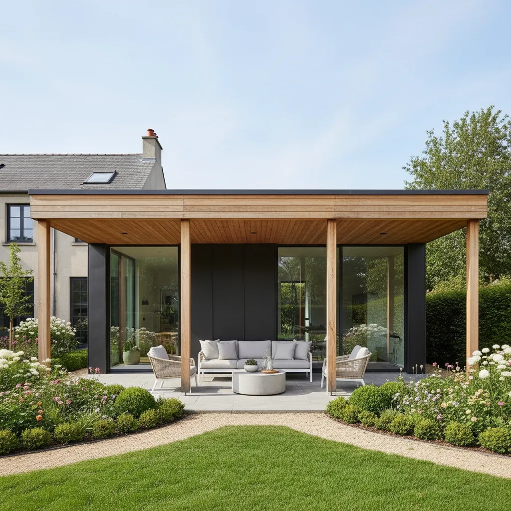 Casa renovada con nuevo porche añadido al jardín