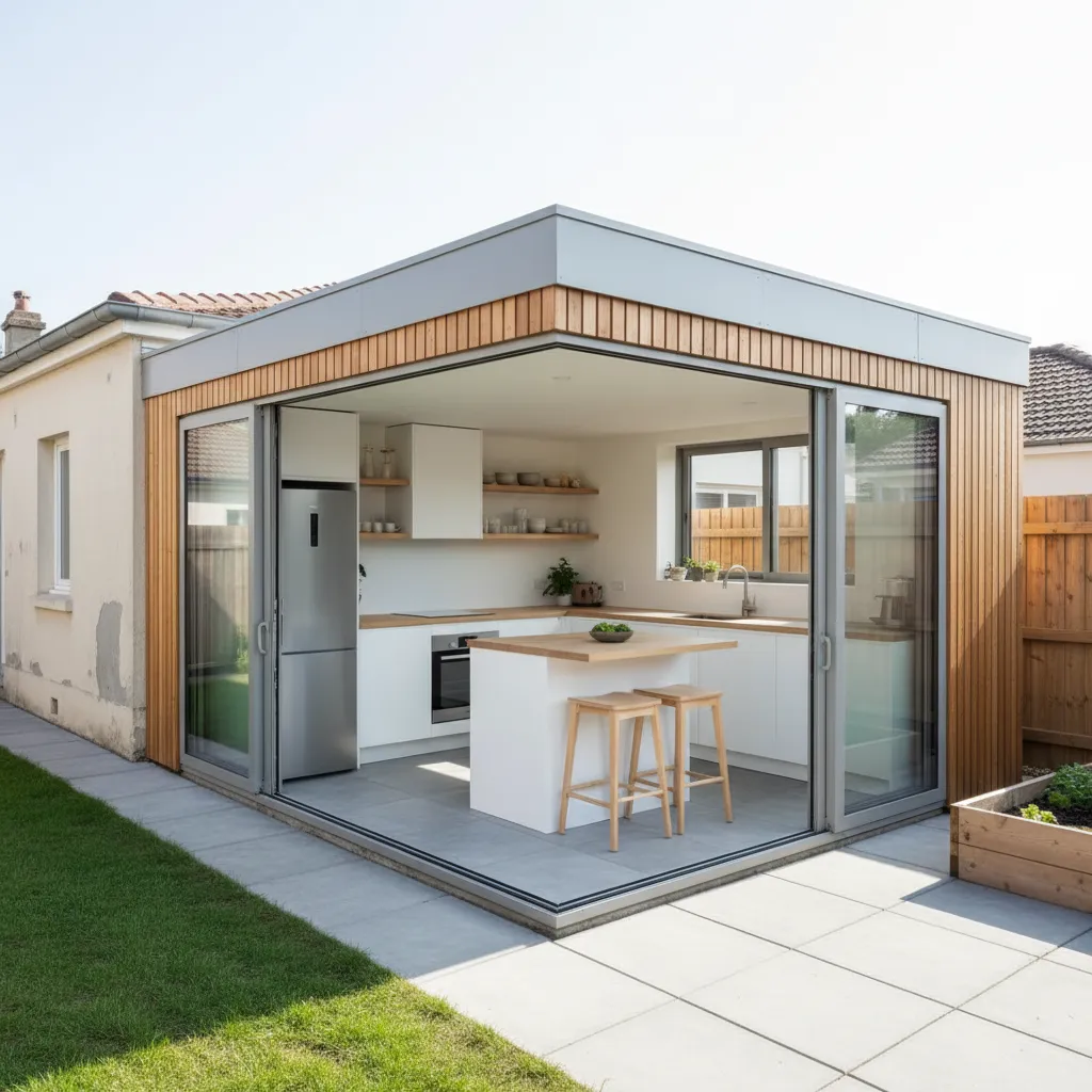 Contoh perluasan dapur rumah subsidi di bagian belakang