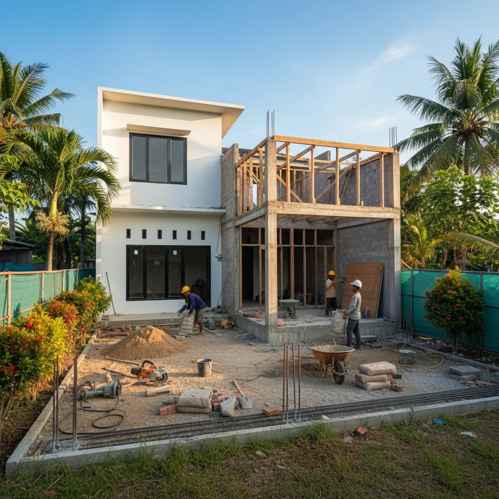 Proses renovasi rumah kecil type 28