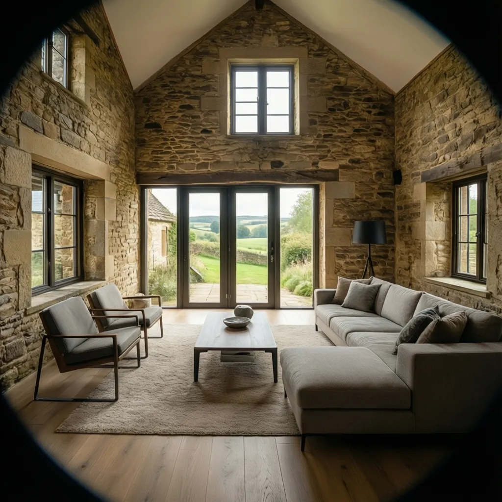 Reforma de casa rural antigua con interior moderno