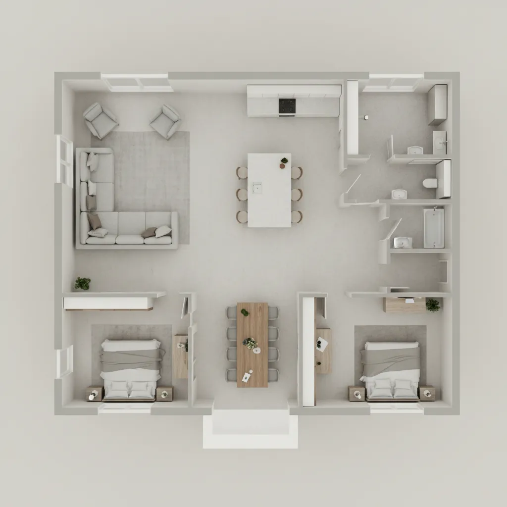 3D floor plan layout used in remodeling competition submissions