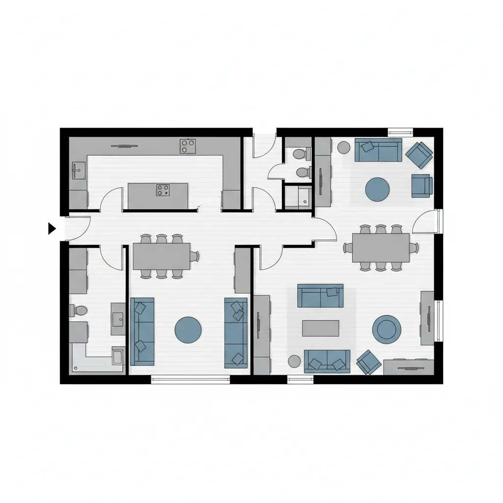 architectural floor plan showing optimized renovation layout design