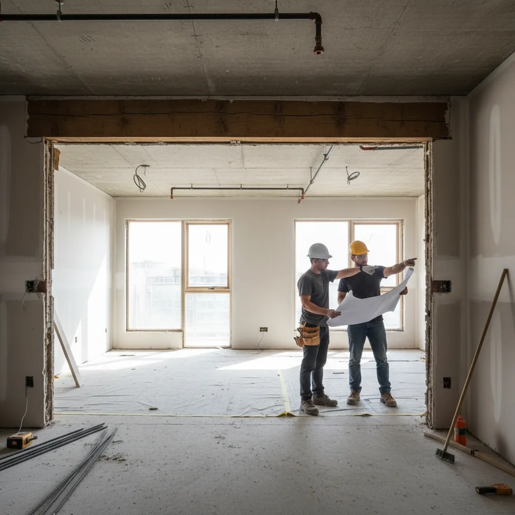 Reforma de vivienda eliminando un muro para crear espacio abierto