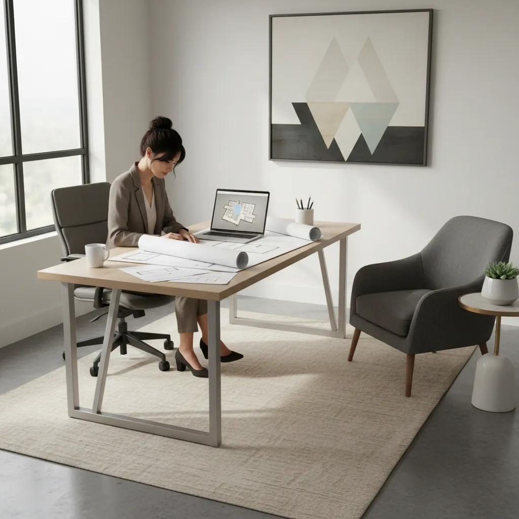 homeowner planning renovation budget and floor plan at desk