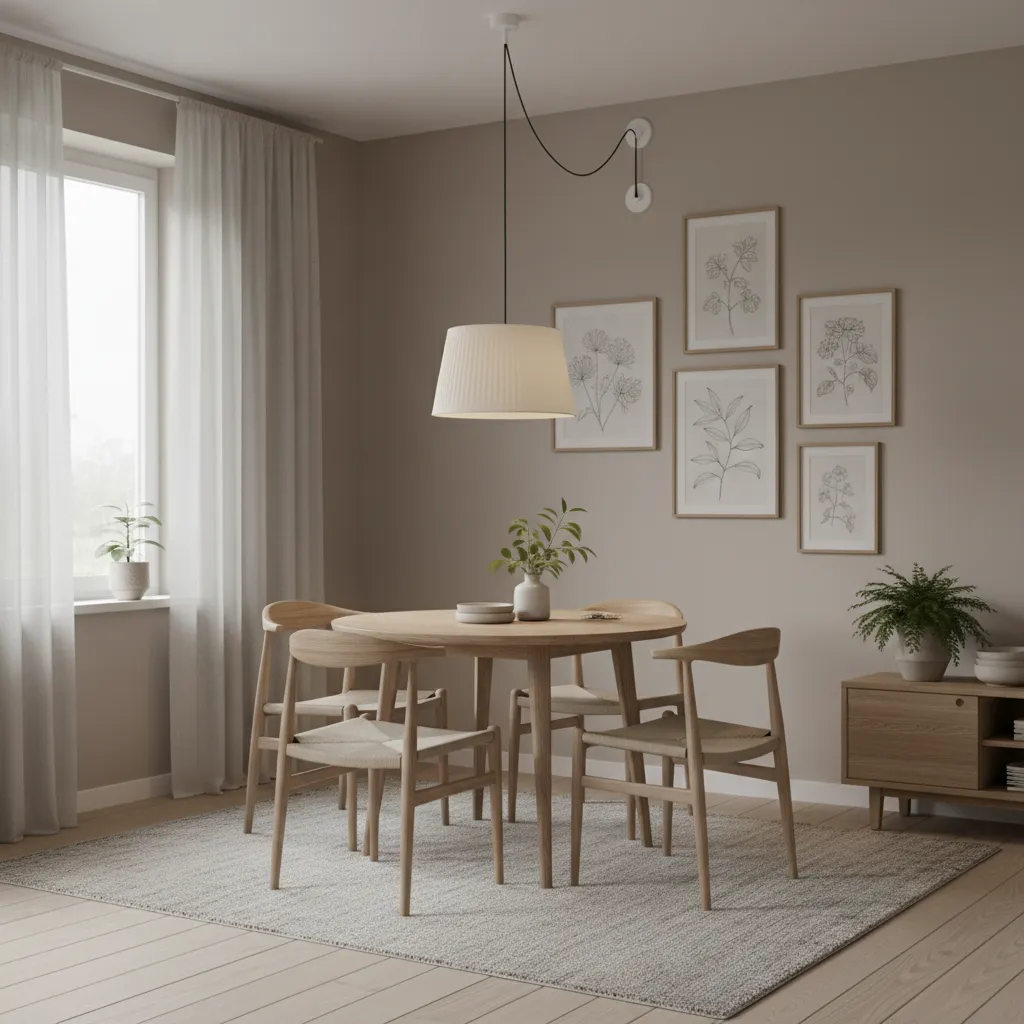 Rental apartment dining area using plug-in ceiling pendant light