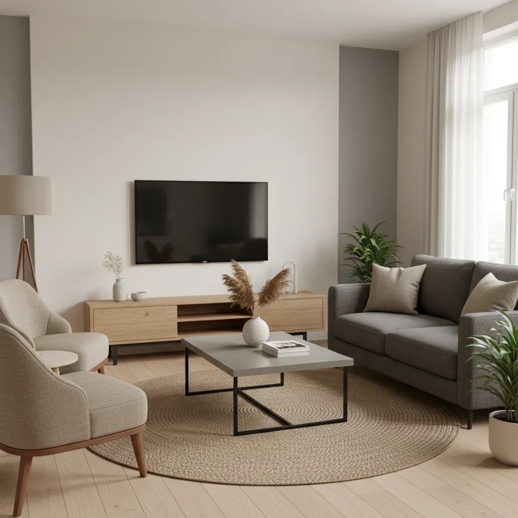 Salón mostrando nueva distribución de muebles