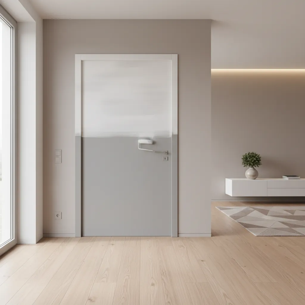 foam roller applying smooth paint coat on interior door panel