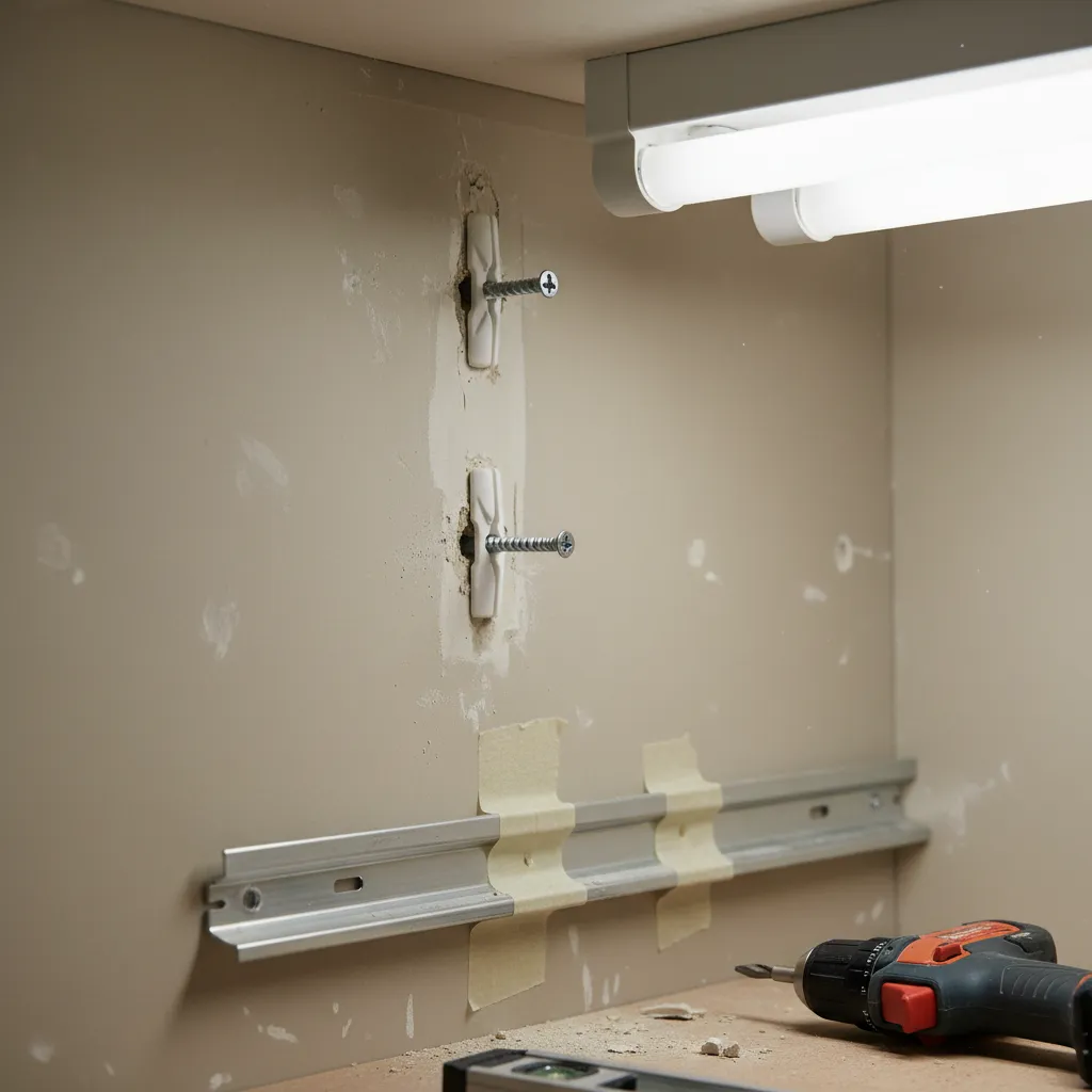 Repairing loose wall anchor behind laundry room shelf bracket