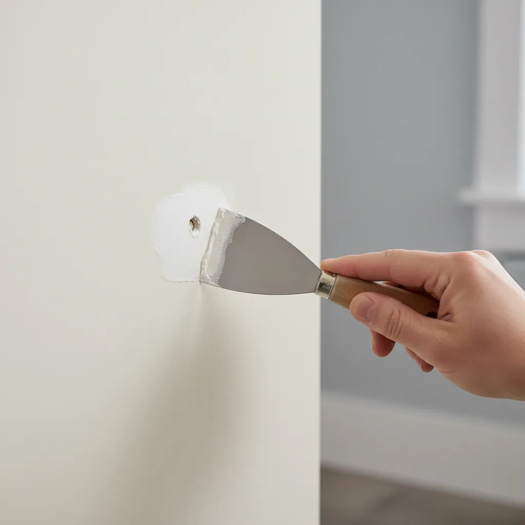 repairing small nail holes in wall using spackling paste