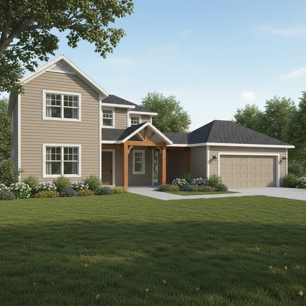 example of residential garage breezeway structure between house and garage