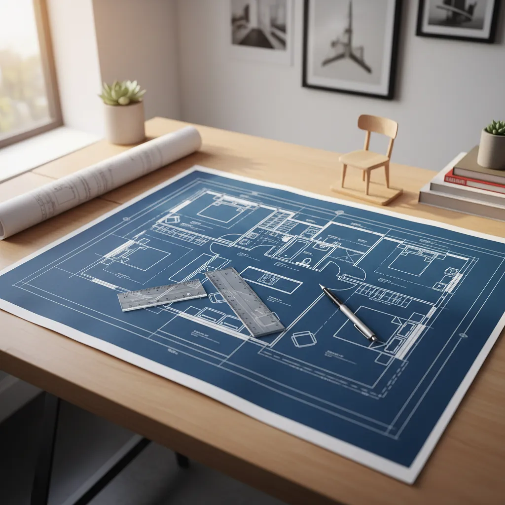 plano arquitectónico de distribución de una vivienda residencial