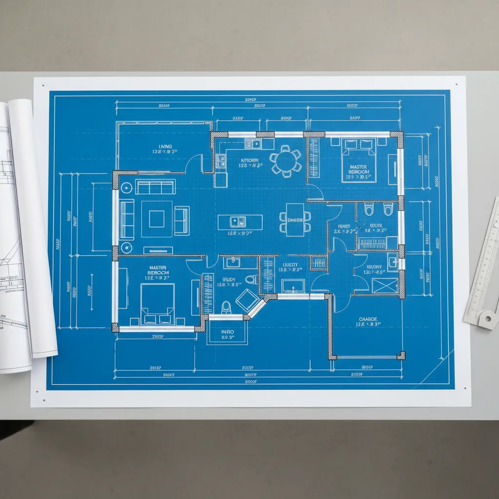 residential floor plan with geometric grid alignment and measurements