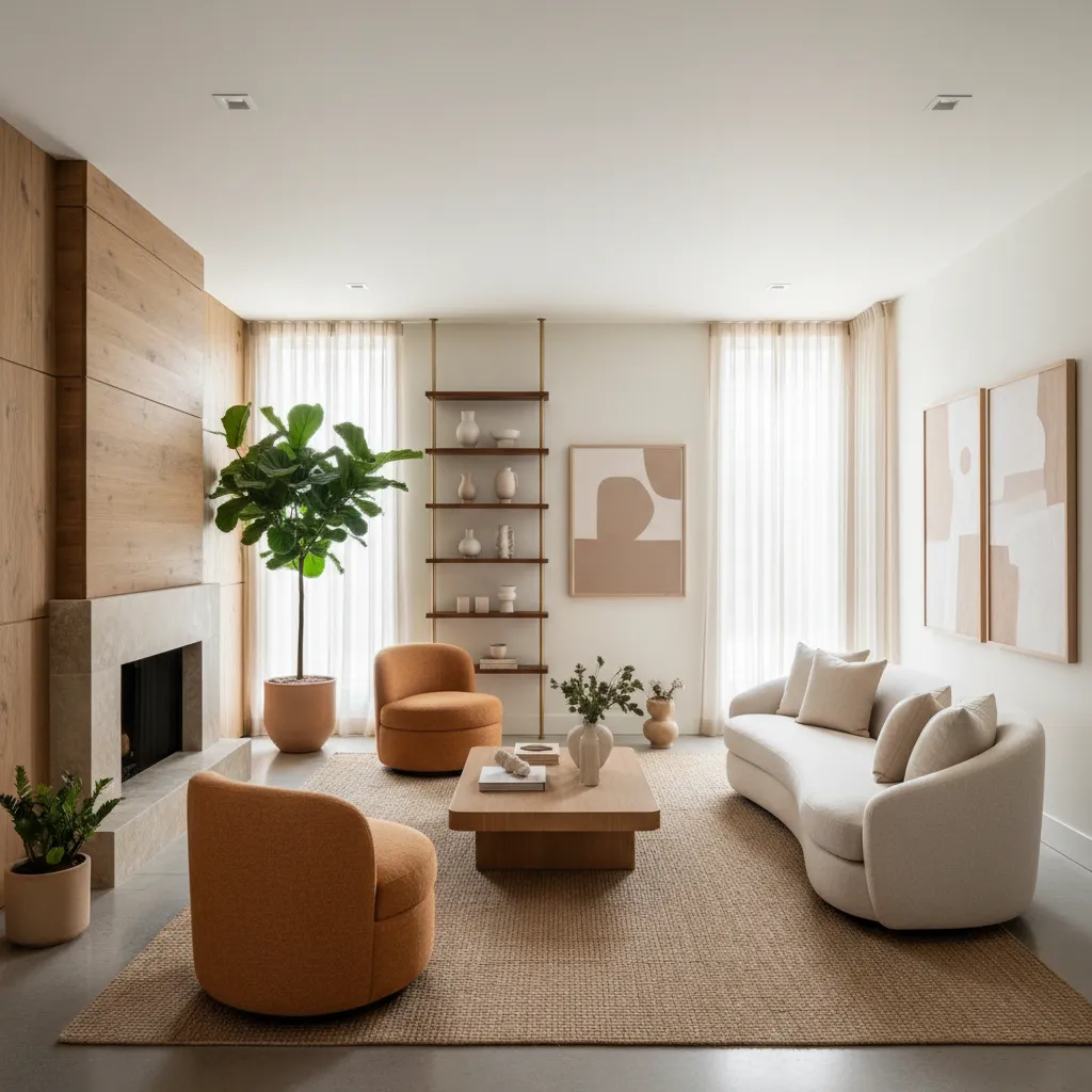 Salón residencial con identidad estética coherente