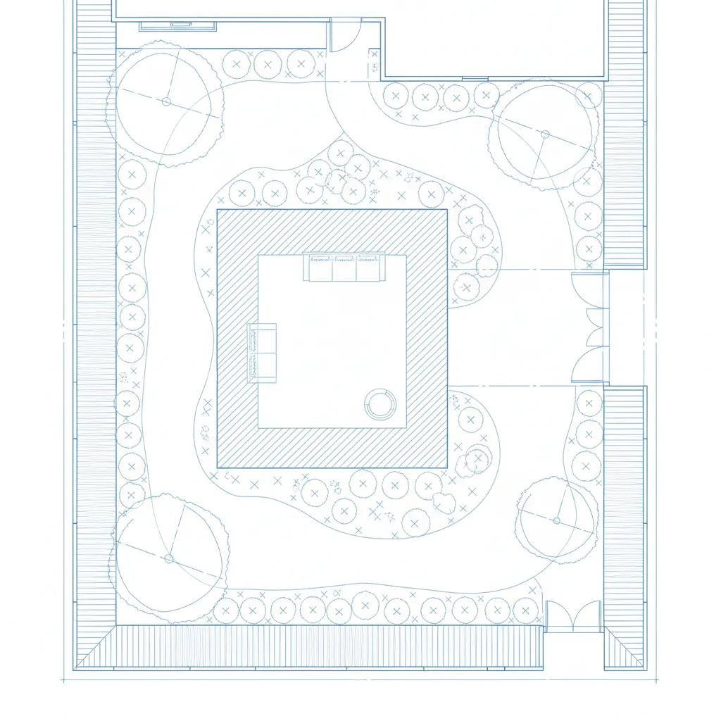 residential plan showing fence layout with gate location