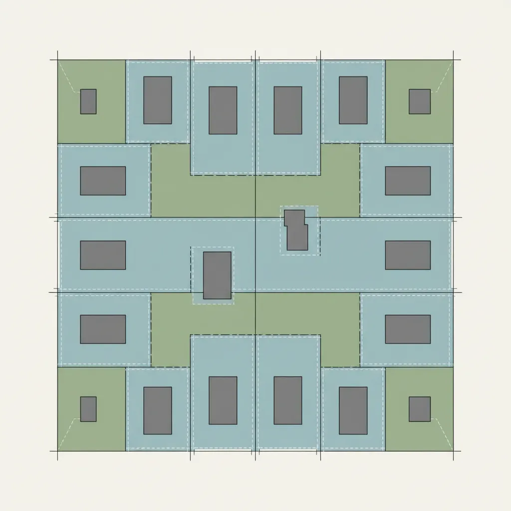 Diagram showing house footprint on different plot sizes
