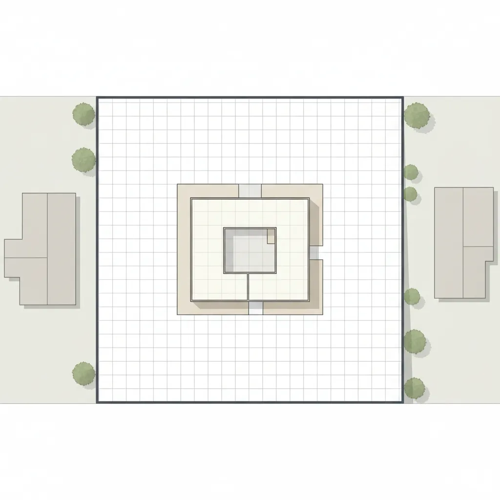 Diagram showing residential land plot with square yard grid measurements