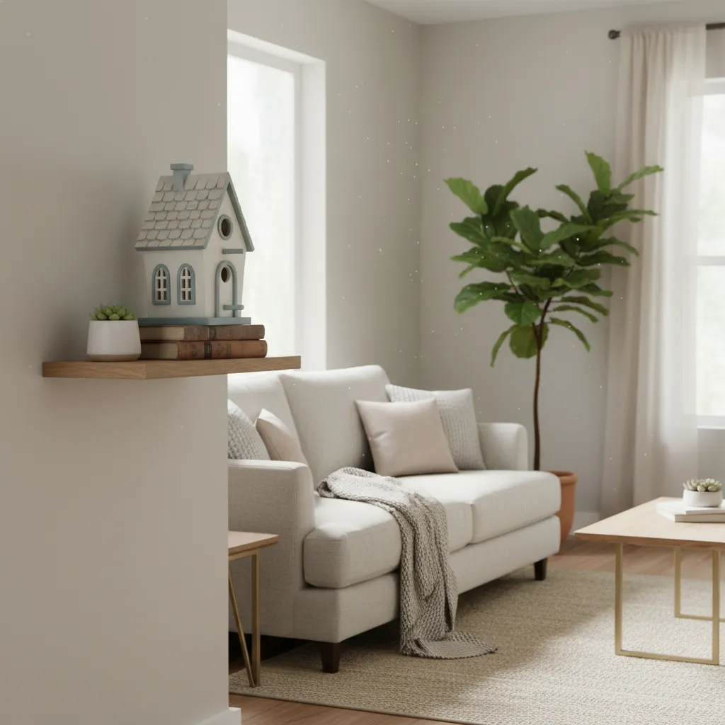 Lightweight resin decorative bird house styled on wall shelf