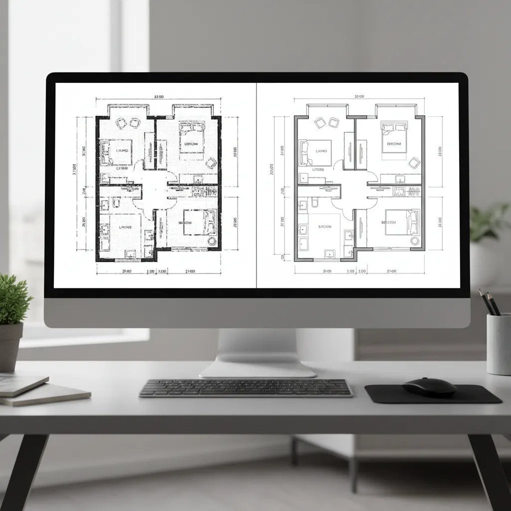 comparison between low resolution and high resolution floor plan screenshots