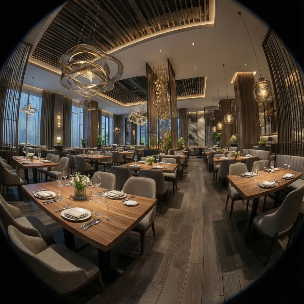 Render 3D de diseño interior de restaurante antes de la construcción
