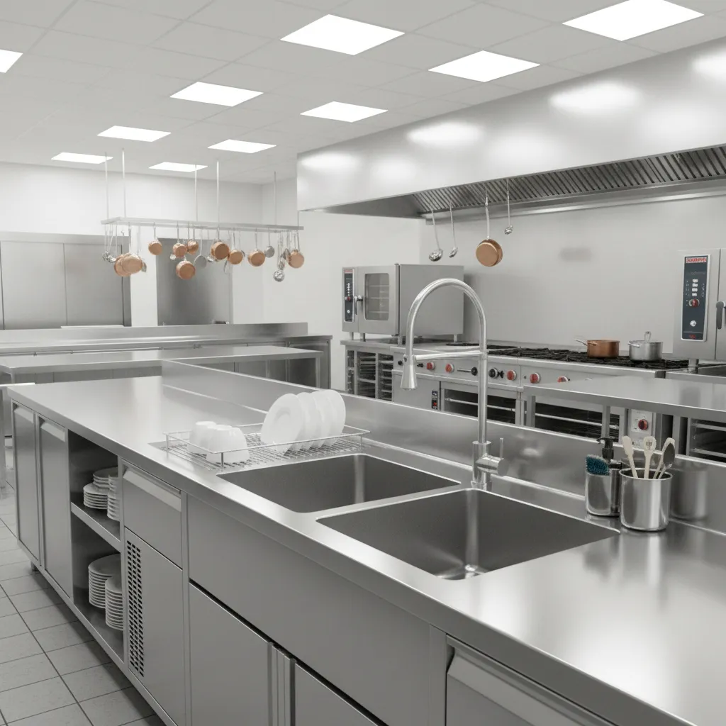 restaurant stainless steel double bowl sink station used for dishwashing