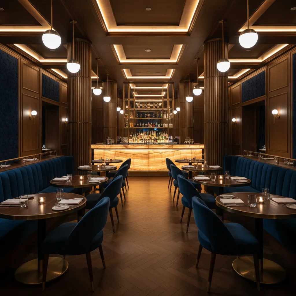 Restaurante con interiorismo creativo y diseño atmosférico