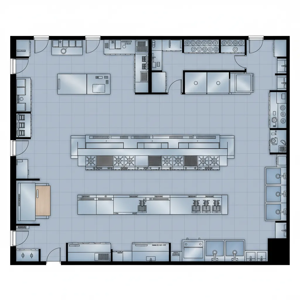 restaurant kitchen layout designed in commercial floor planning software