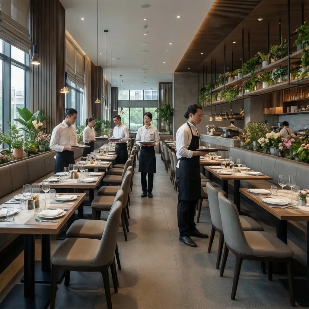 Luồng di chuyển phục vụ trong thiết kế nhà hàng