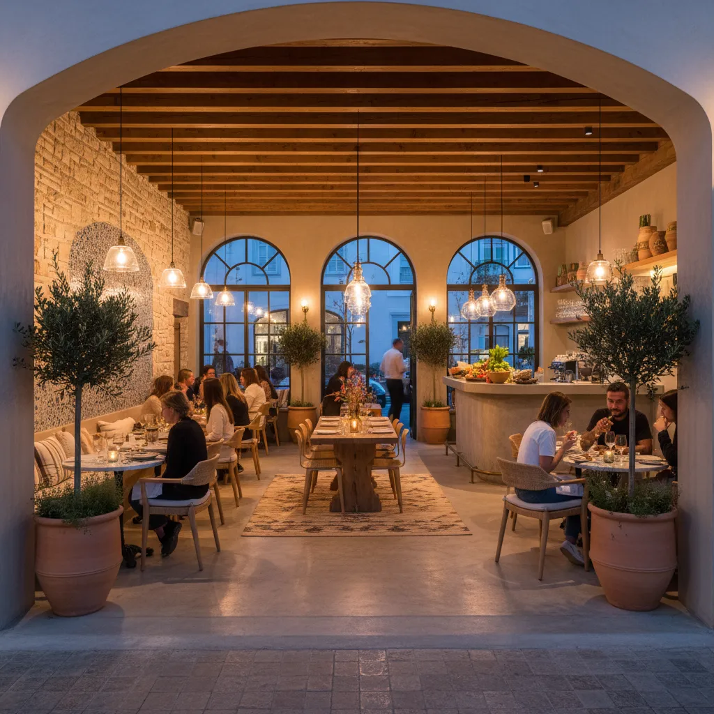 Restaurante con interior visible desde la calle que invita a entrar