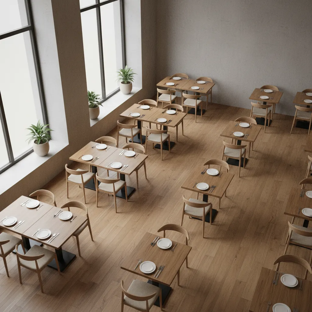 Restaurant table spacing comparison showing comfortable dining distance between tables