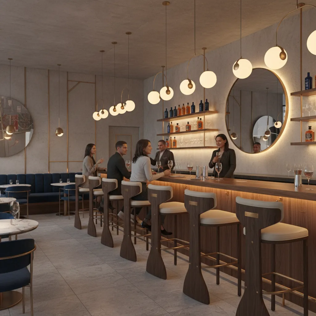 Restaurant bar area where walk in guests can wait or dine