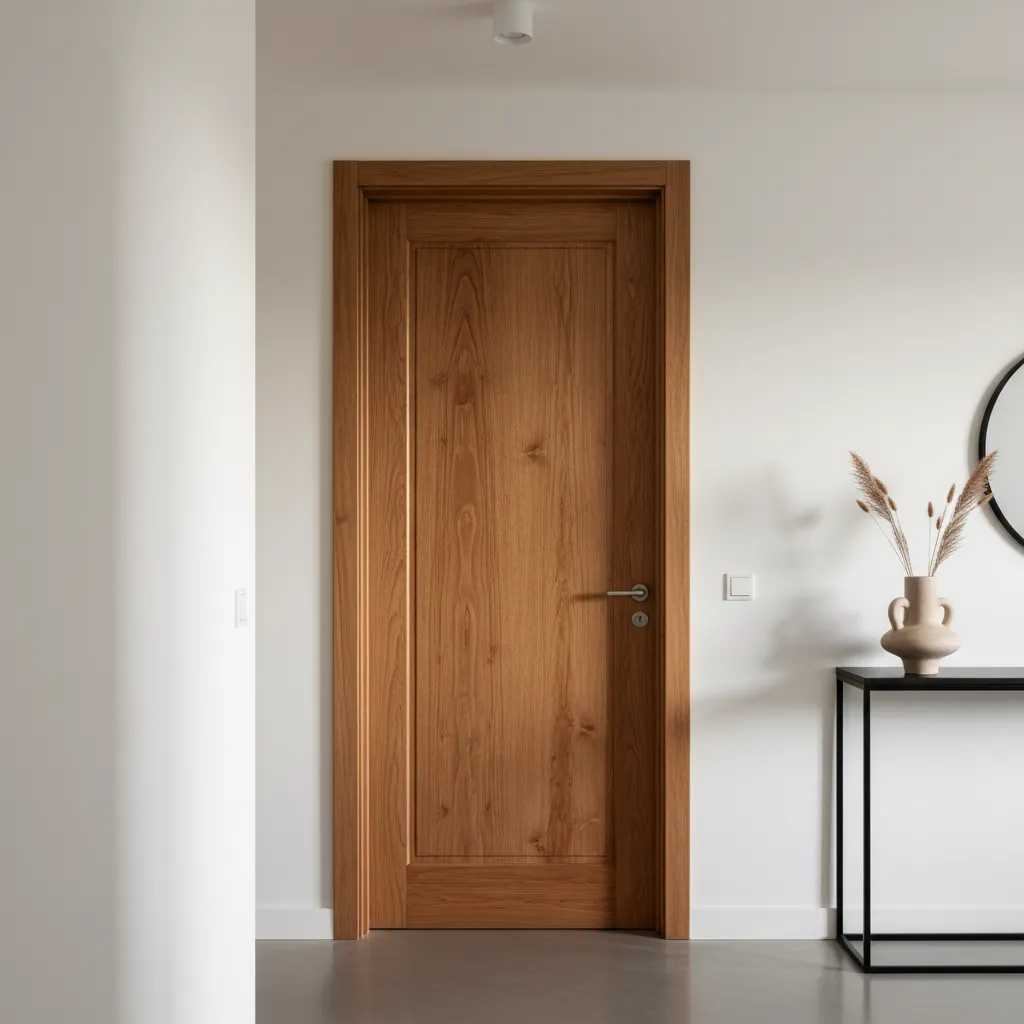 Beautifully restored wooden door after professional refinishing