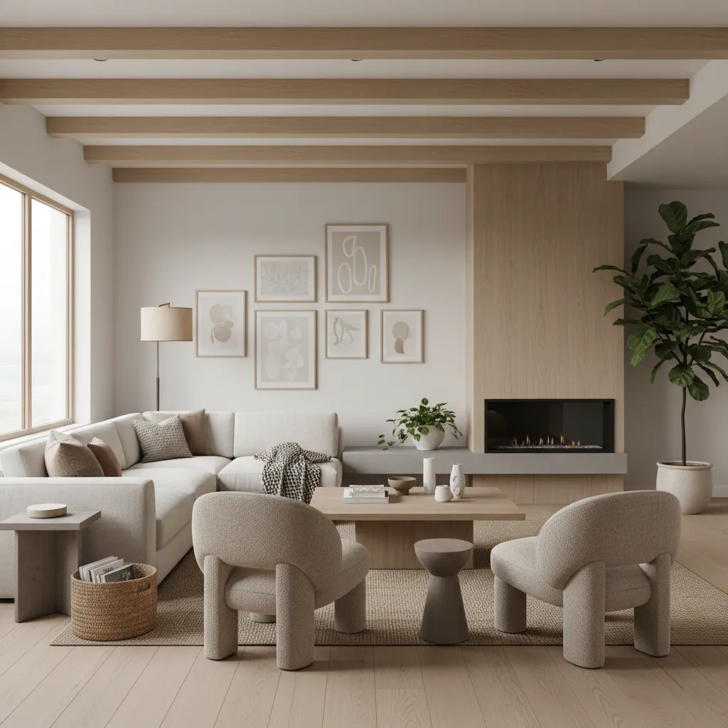 Salón moderno equilibrado con decoración profesional