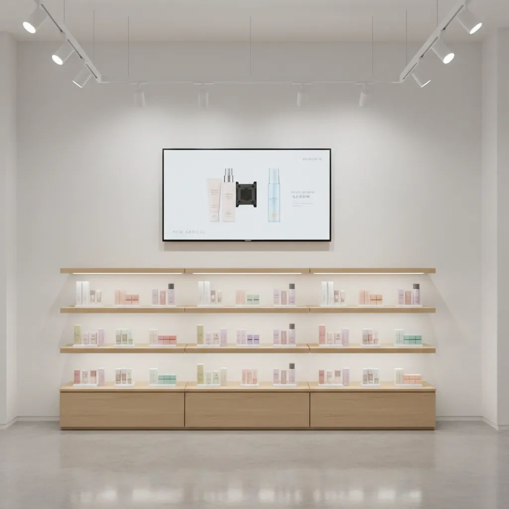Retail store digital signage TV mounted on wall