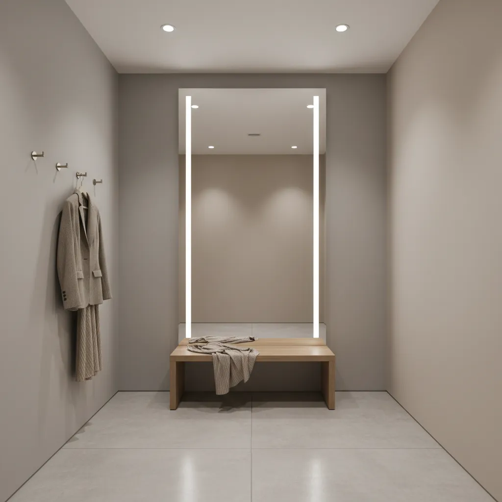 retail dressing room mirror with vertical LED lighting