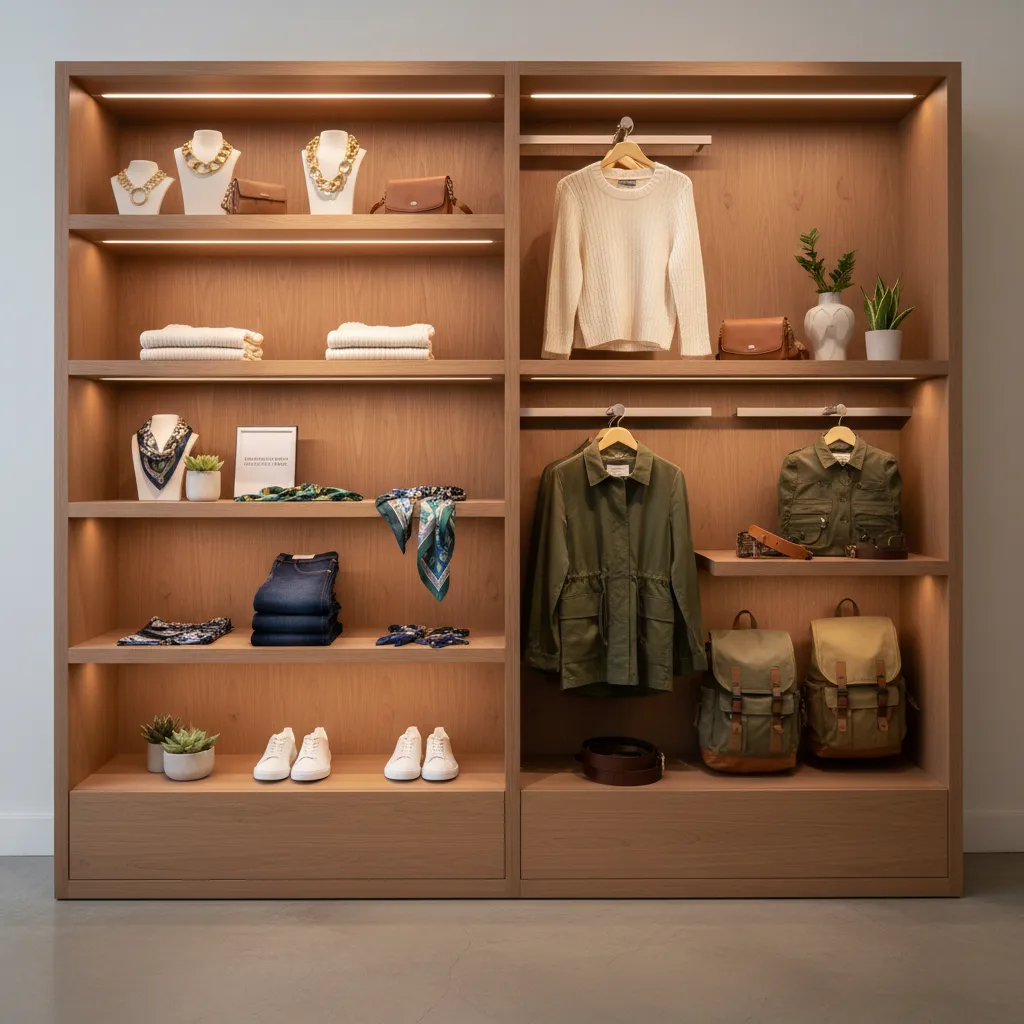 retail display with complementary products placed together