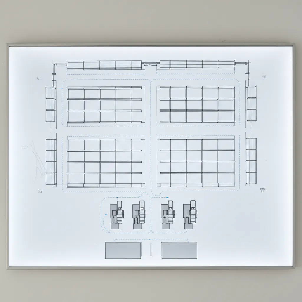 Retail store floor plan layout with shelves aisles and checkout area