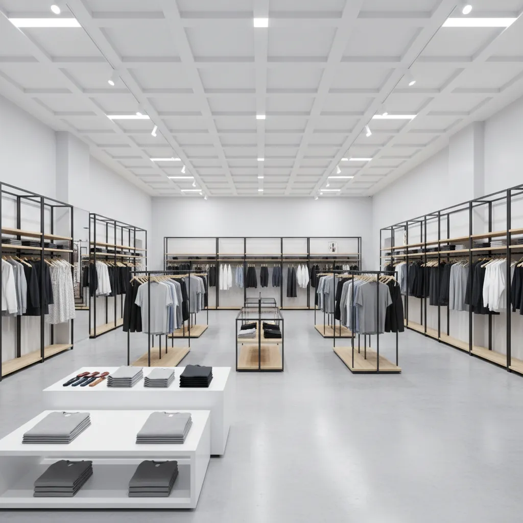 retail interior demonstrating clear sightlines across store aisles