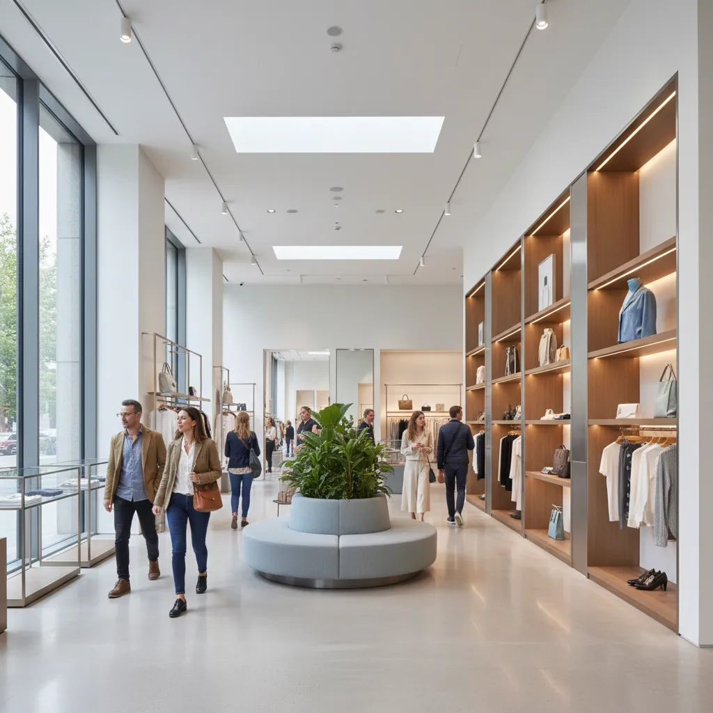 retail store entrance with decompression zone and clear traffic path