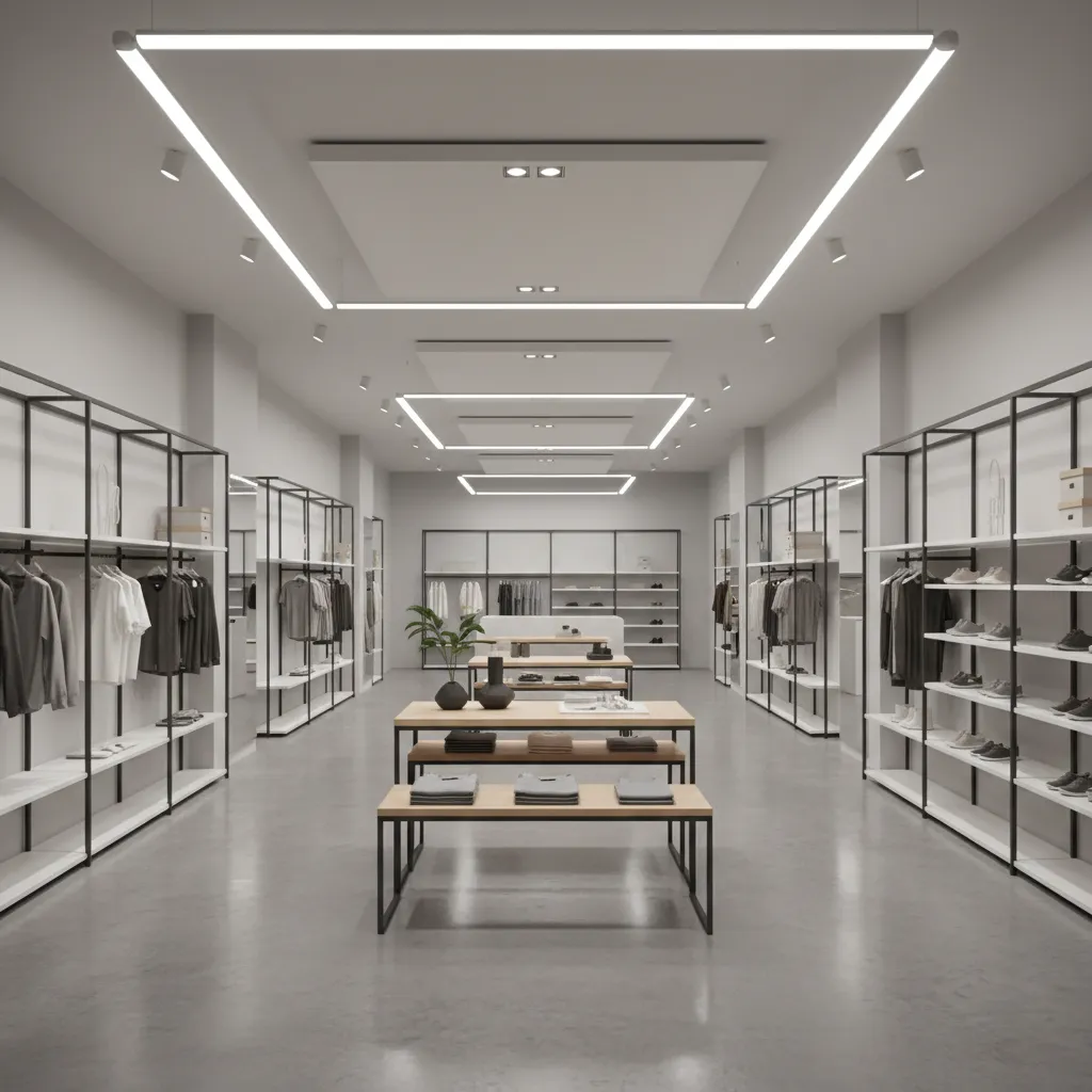 Retail store interior showing customer traffic path through displays