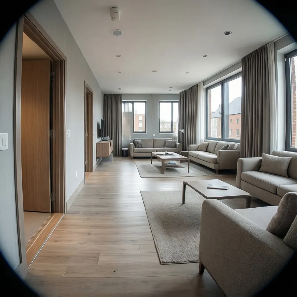 Accessible retirement apartment interior with senior friendly design