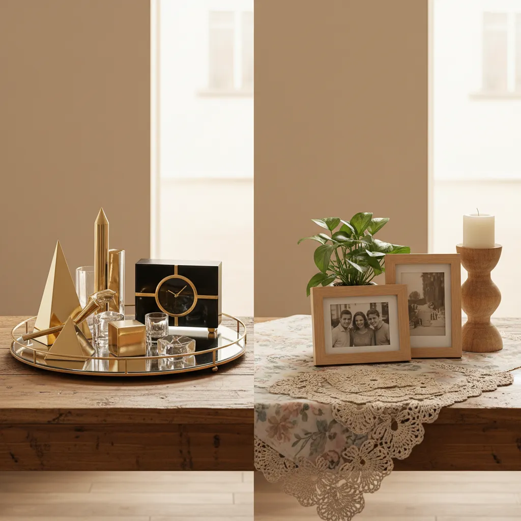 decor accessories from the 1980s and 1990s including brass decor and floral textiles
