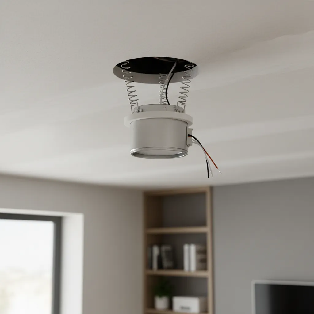 Retrofit recessed light housing inserted into ceiling cutout