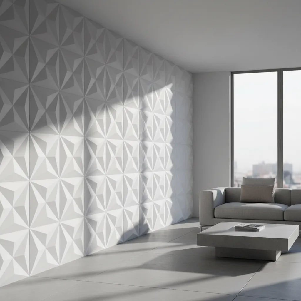 Panel decorativo 3D blanco en pared interior