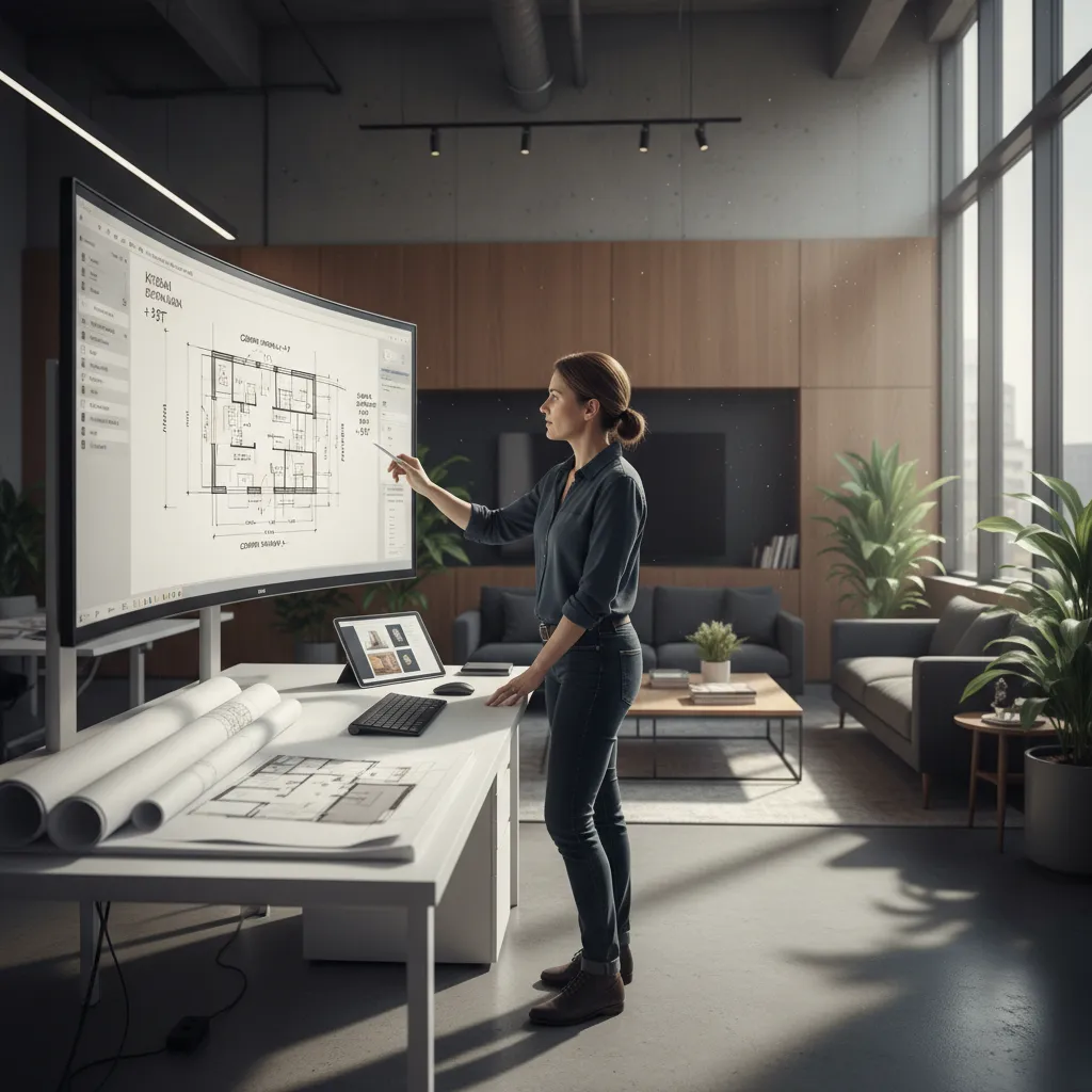 Diseñador revisando plano digital antes de una reforma