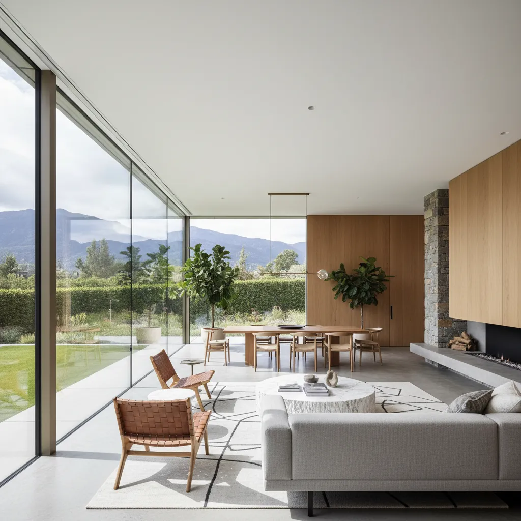 Interior moderno luminoso típico de revistas de arquitectura y diseño