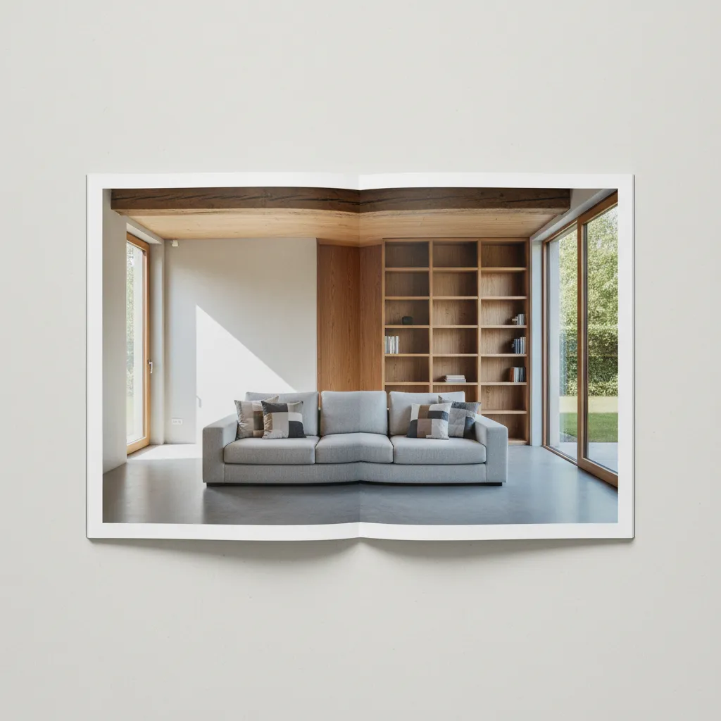 Revista abierta con fotografía a doble página
